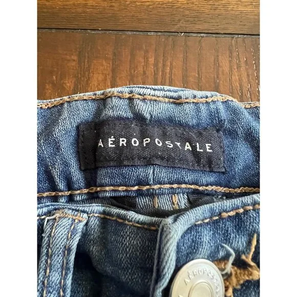 Aeropostale Distressed Ankle Legging Denim Jeans 0 Skinny Jeggings Ripped High R - Picture 5 of 11